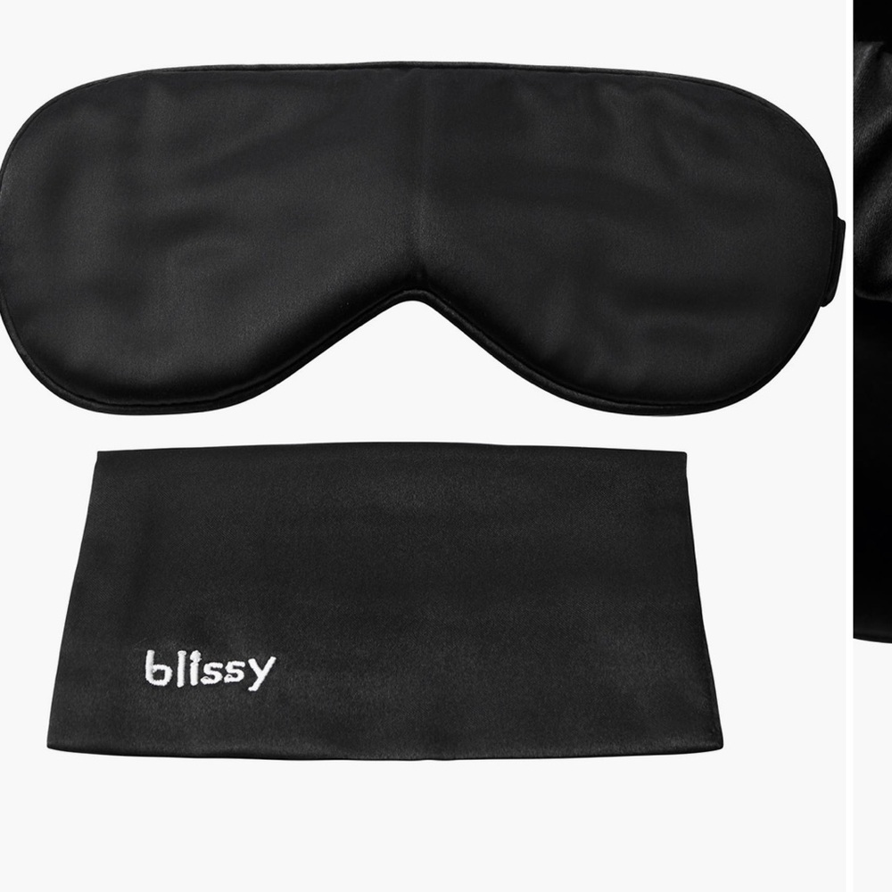 Blissy Black Silk Sleep mask & travel pouch.  New!